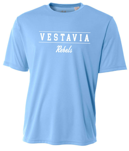 Powder Blue Performance Shirt with Vestavia Rebels