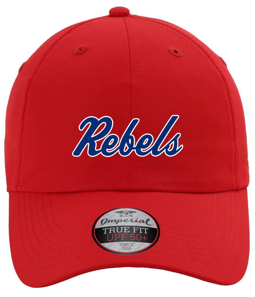 Red Imperial Performance Hat with Script Rebels